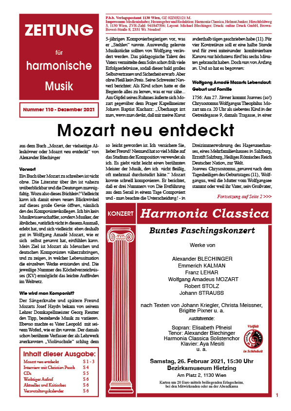 110. Zeitung der Harmonia Classica