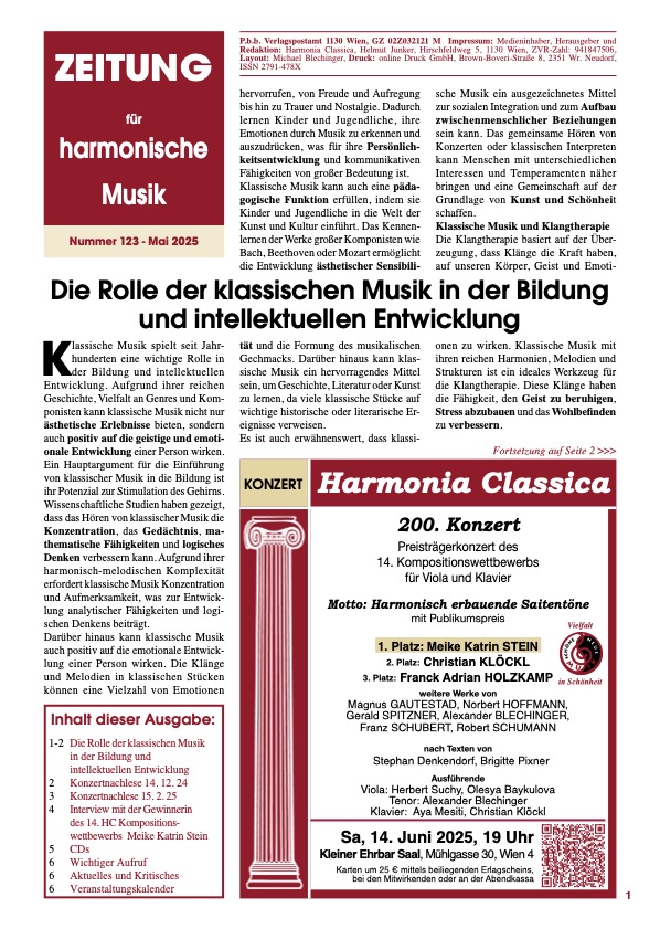 Harmonia Classica Zeitung Nr. 123